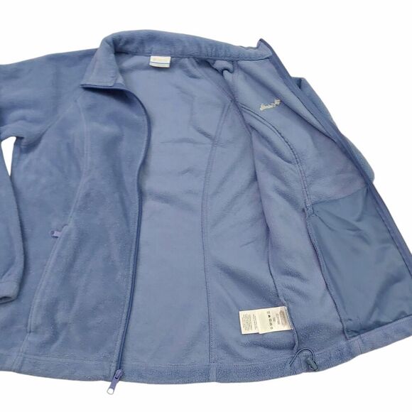 Columbia Fleece Jacket Womens Medium Blue Zip-Up Mock Neck Cozy Outdoor Hiking - Picture 5 of 12
